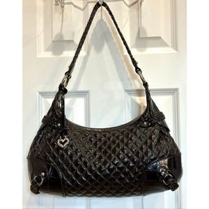 BRIGHTON - 🎉HP🎉Quilted Black Patent Leather Hobo Shoulder Bag. Beautiful